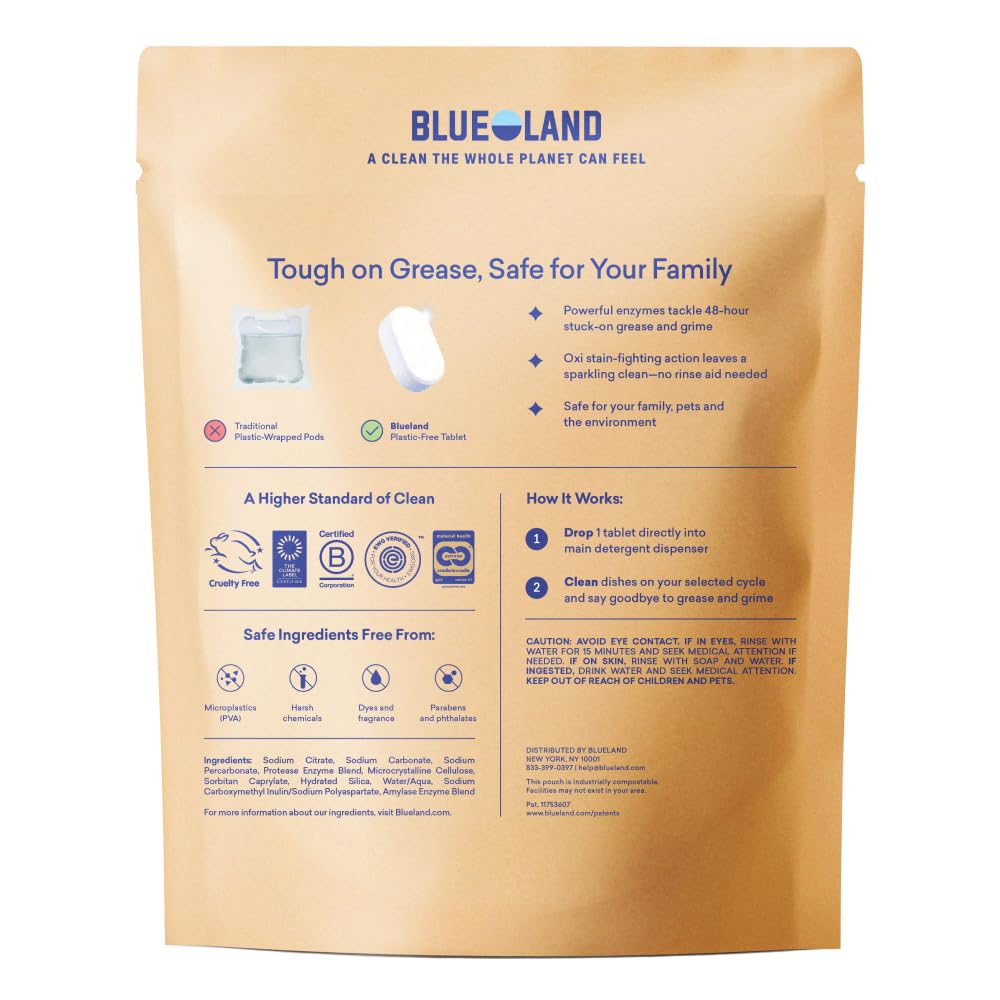 Blueland Unscented Dishwasher Detergent Tablets, Case of 24, 40 Count