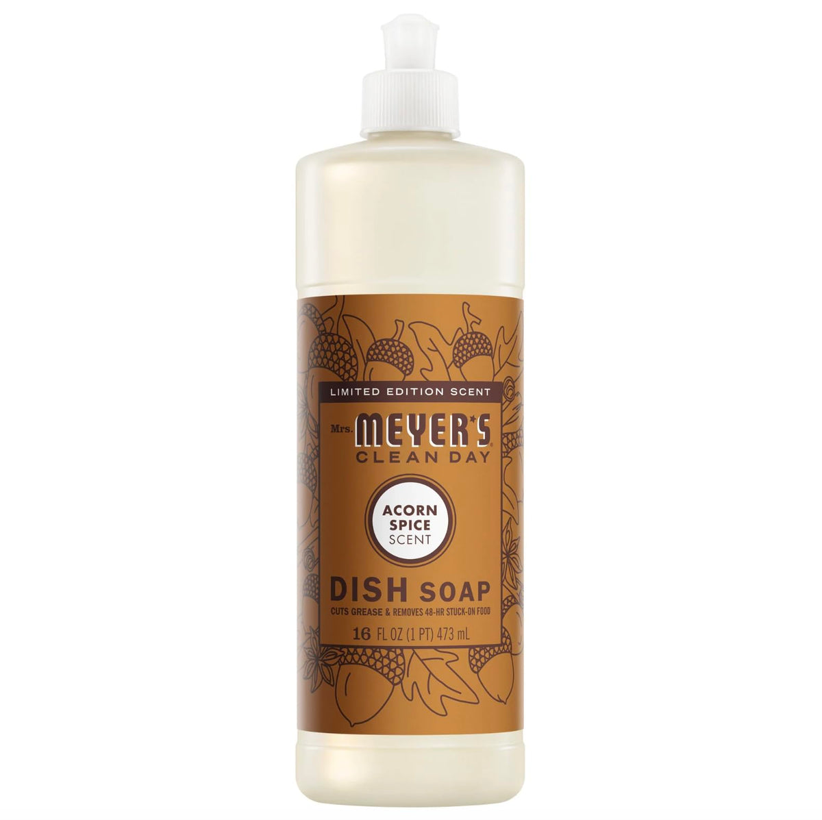 Mrs. Meyer's Clean Day Acorn Spice Liquid Dish Soap, Case of 6, 16 Fluid Ounce