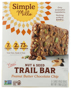 Simple Mills Peanut Butter Chocolate Chip Trail Bars, Case of 6, 7.9 Oz