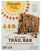 Simple Mills Peanut Butter Chocolate Chip Trail Bars, Case of 6, 7.9 Oz