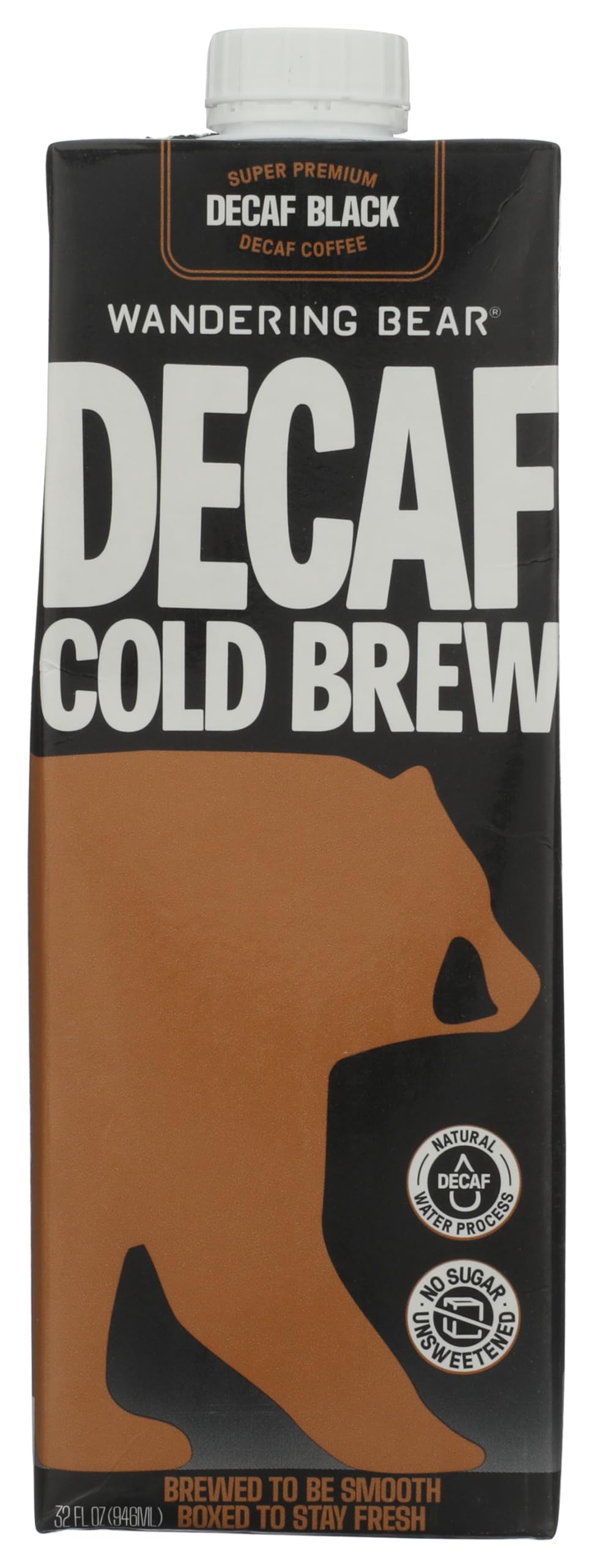 Wandering Bear Coffee Decaf Black Cold Brew Coffee, Case of 6, 32 Fl Oz