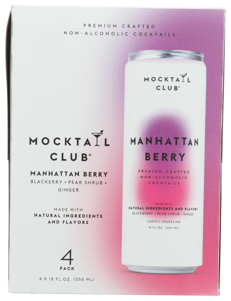 Mocktail Club Manhattan Berry Non-Alcoholic Cocktail, Case of 6, 4 x 12 Fl Oz