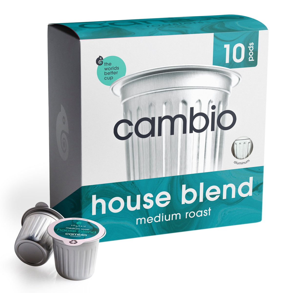 Cambio Roasters Organic House Blend Medium Roast Coffee, Case of 6, 10 Count