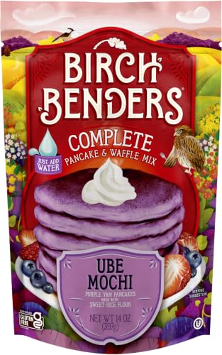 Birch Benders Ube Mochi Pancake and Waffle Mix, Case of 6, 14 Ounce Pouches