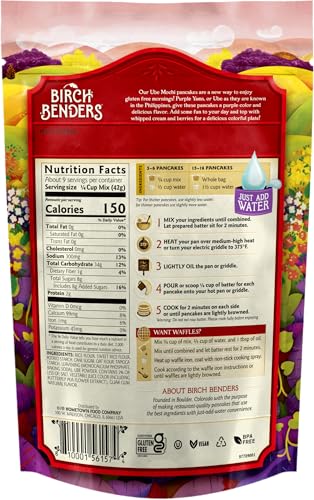 Birch Benders Ube Mochi Pancake and Waffle Mix, Case of 6, 14 Ounce Pouches
