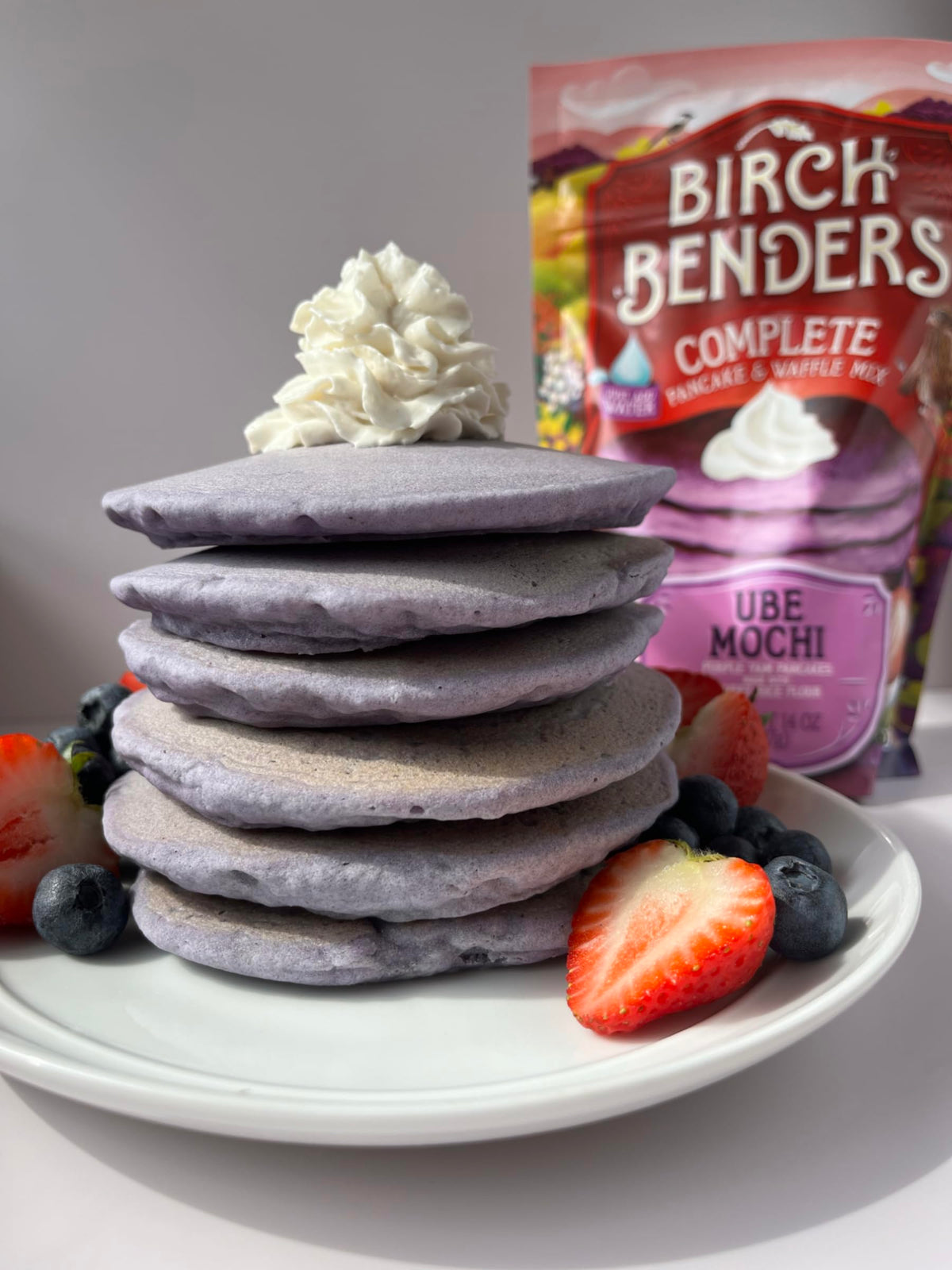 Birch Benders Ube Mochi Pancake and Waffle Mix, Case of 6, 14 Ounce Pouches