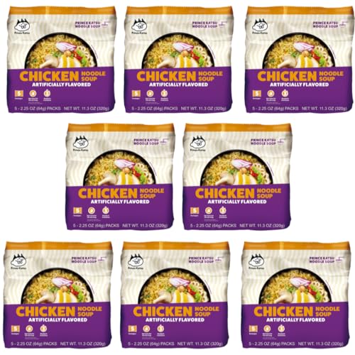 A-Sha Foods Chicken Ramen Noodle Soup Packs, Case of 8, 5 Pack, 11.3 Ounce Packs