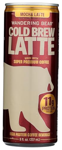 Wandering Bear Coffee Cold Brew Mocha Latte, Case of 12, 8 fl oz