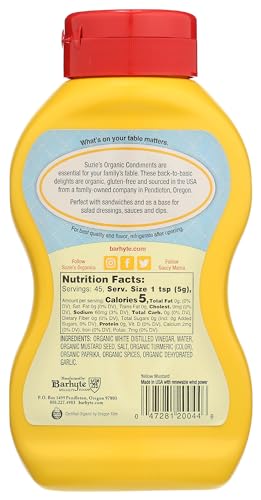 Suzie's Organics Organic Yellow Mustard, Case of 6, 8 Ounces