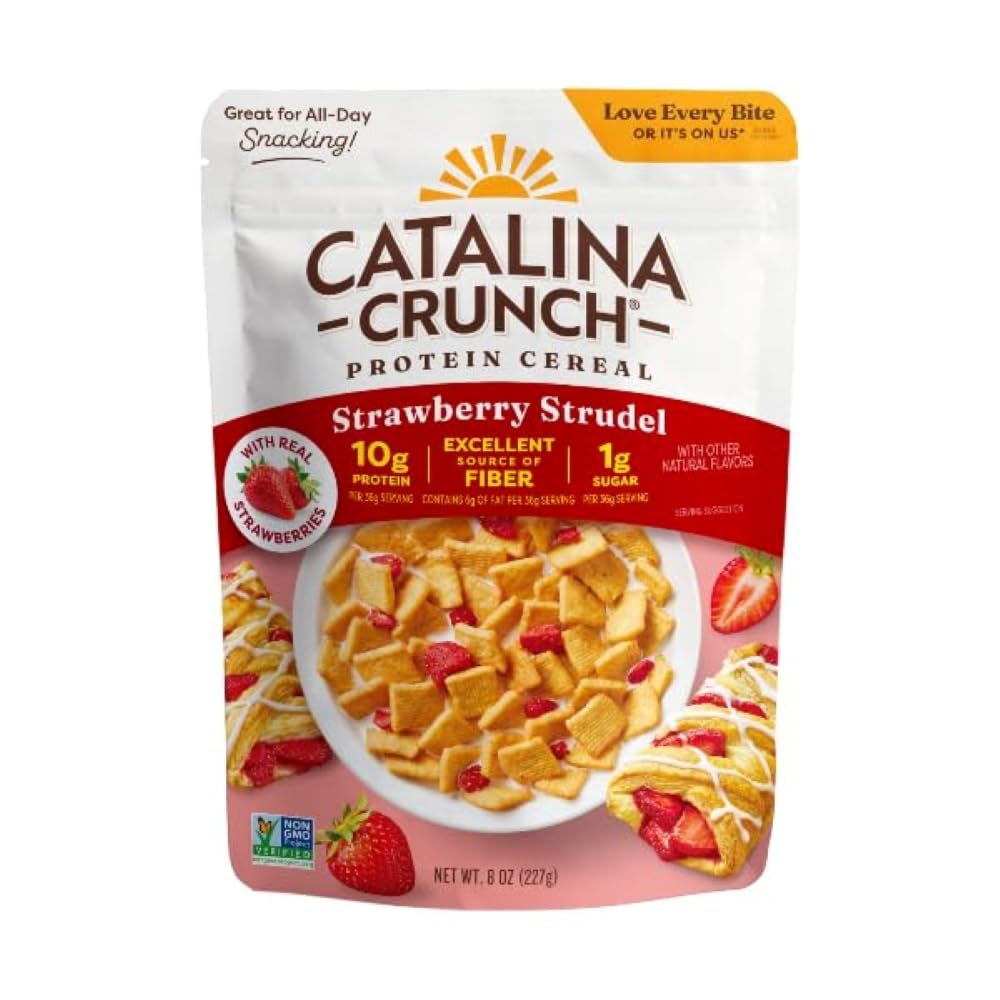 Catalina Crunch Strawberry Strudel Protein Cereal, Case of 6, 8 Ounce Boxes