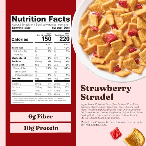 Catalina Crunch Strawberry Strudel Protein Cereal, Case of 6, 8 Ounce Boxes