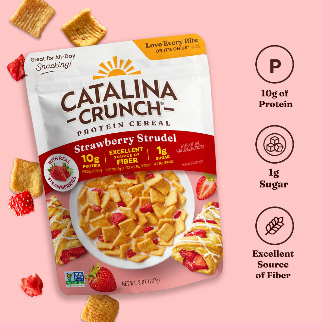Catalina Crunch Strawberry Strudel Protein Cereal, Case of 6, 8 Ounce Boxes