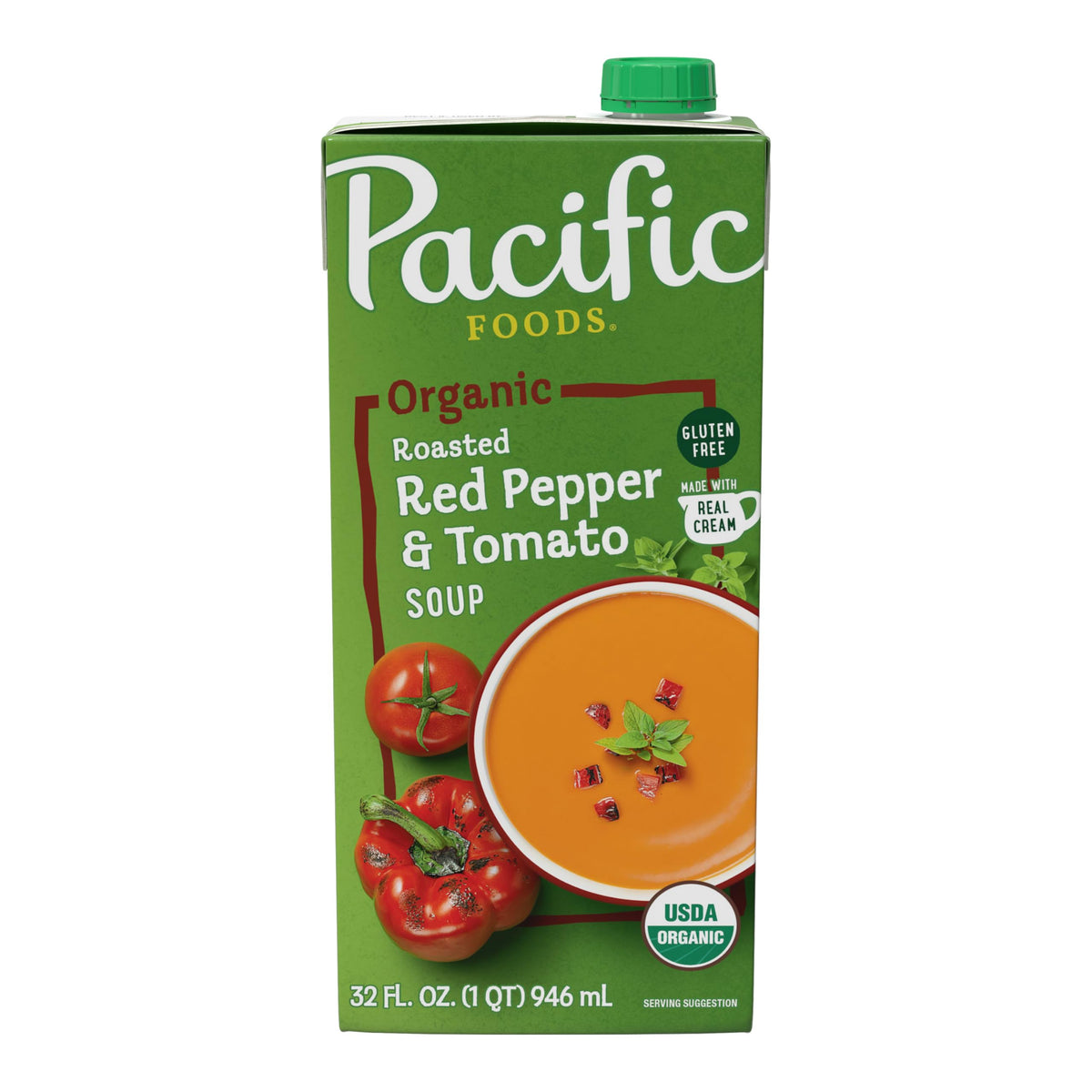 Pacific Foods Organic Roasted Red Pepper and Tomato Soup, 32 fl oz, Case of 12