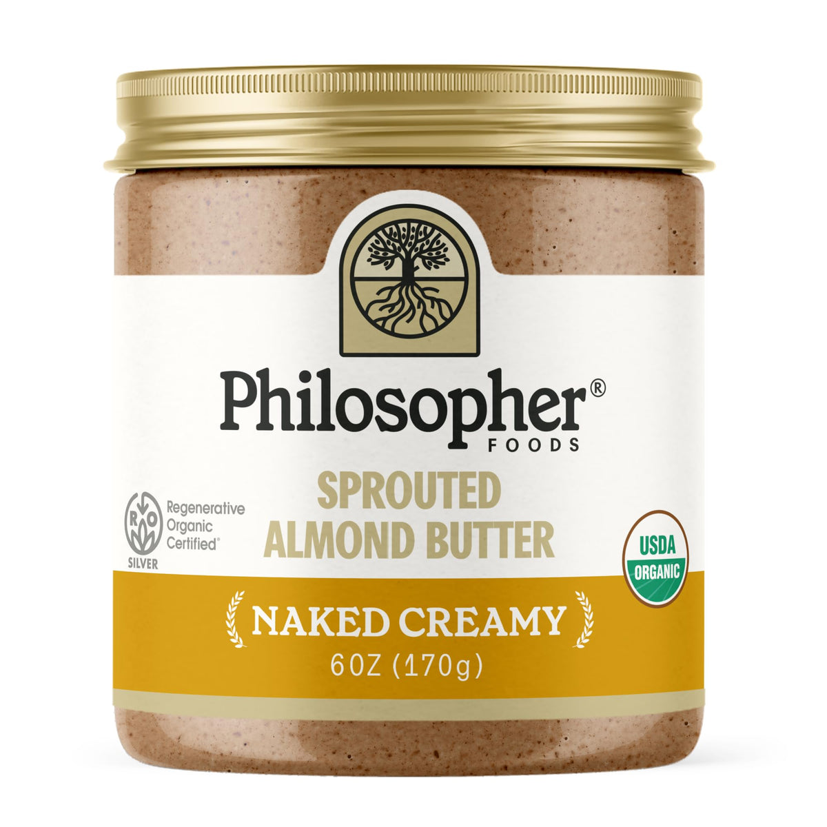 Philosopher Foods Organic Naked Creamy Almond Butter, 6 oz, Case of 6