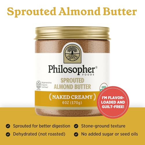 Philosopher Foods Organic Naked Creamy Almond Butter, 6 oz, Case of 6