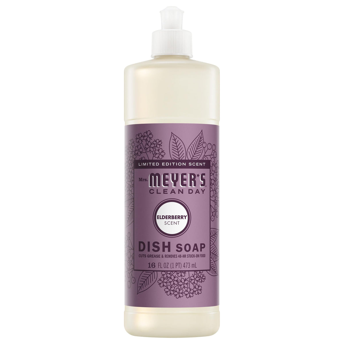 Mrs. Meyer's Clean Day Elderberry Liquid Dish Soap, Case of 6, 16 Fluid Ounce