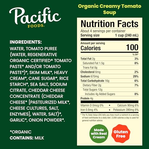 Pacific Foods Organic Creamy Tomato Soup, Case of 12, 32 Fluid Ounce