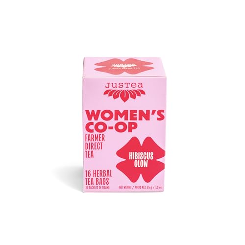 Justea Hibiscus Glow Tea Bags, Case of 6, 16 Count