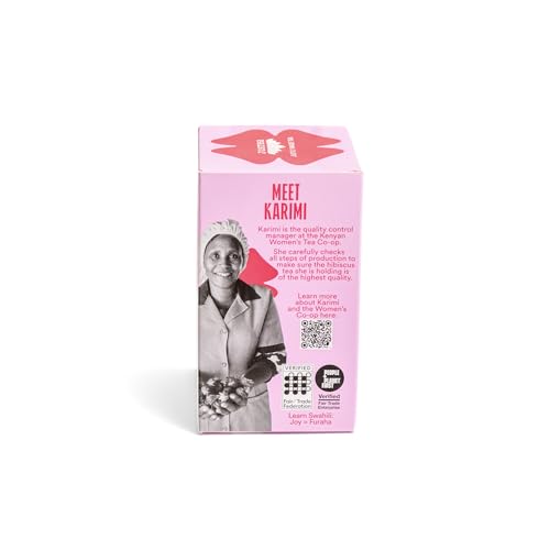 Justea Hibiscus Glow Tea Bags, Case of 6, 16 Count