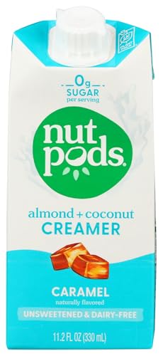 nutpods Caramel Unsweetened Dairy-Free Coffee Creamer, Case of 12, 11.2 Fluid Ounce Cartons