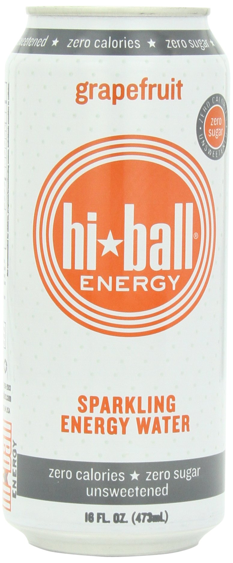 Hiball Grapefruit Zero Sugar Caffeinated Seltzer Water Energy Drink, Case of 12, 16 fl oz Cans