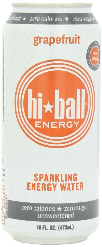 Hiball Grapefruit Zero Sugar Caffeinated Seltzer Water Energy Drink, Case of 12, 16 fl oz Cans