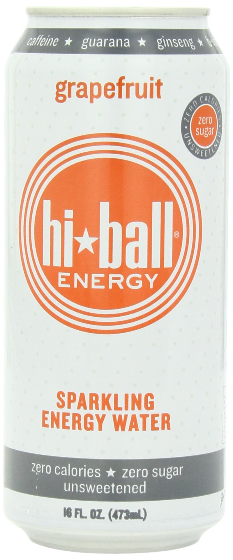 Hiball Grapefruit Zero Sugar Caffeinated Seltzer Water Energy Drink, Case of 12, 16 fl oz Cans
