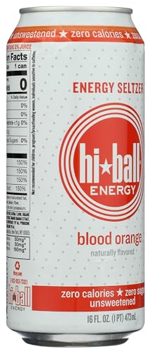 Hiball Blood Orange Energy Seltzer Water, Case of 12, 16 Fl Oz Cans