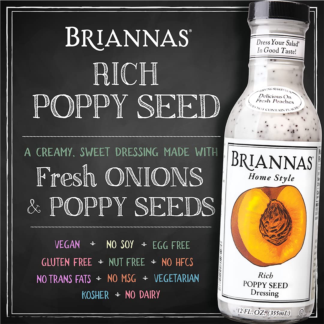 Brianna's Raspberry Poppy Seed Salad Dressing, Case of 6, 12 Fl Oz Bottles