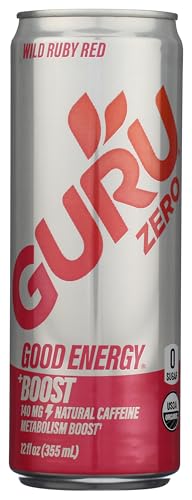 Guru Organic Wild Ruby Red Energy Drink, Case of 24, 12 Fl Oz Cans