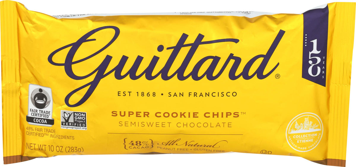 Guittard Semisweet Chocolate Super Cookie Chips, 48% Cacao, Case of 12, 10 Ounce