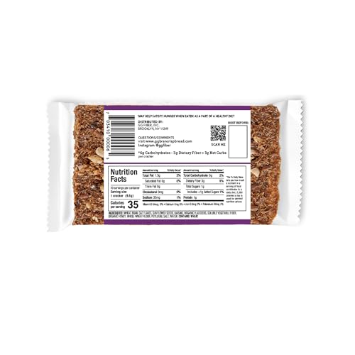 GG Unique Fiber Scandinavian Raisin and Honey Crispbread, Case of 8, 3.38 Ounce