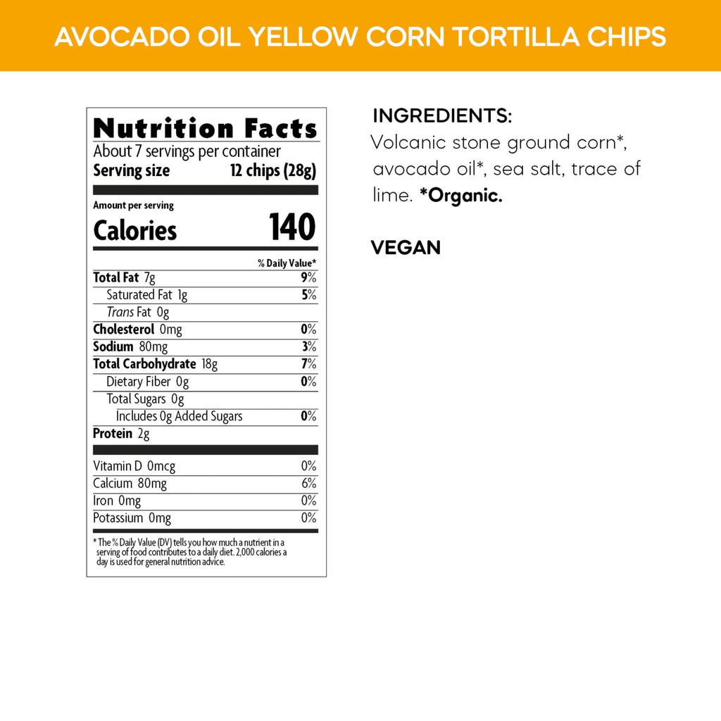 Que Pasa Organic Yellow Tortilla Chips, Case of 8, 7.5 Ounce