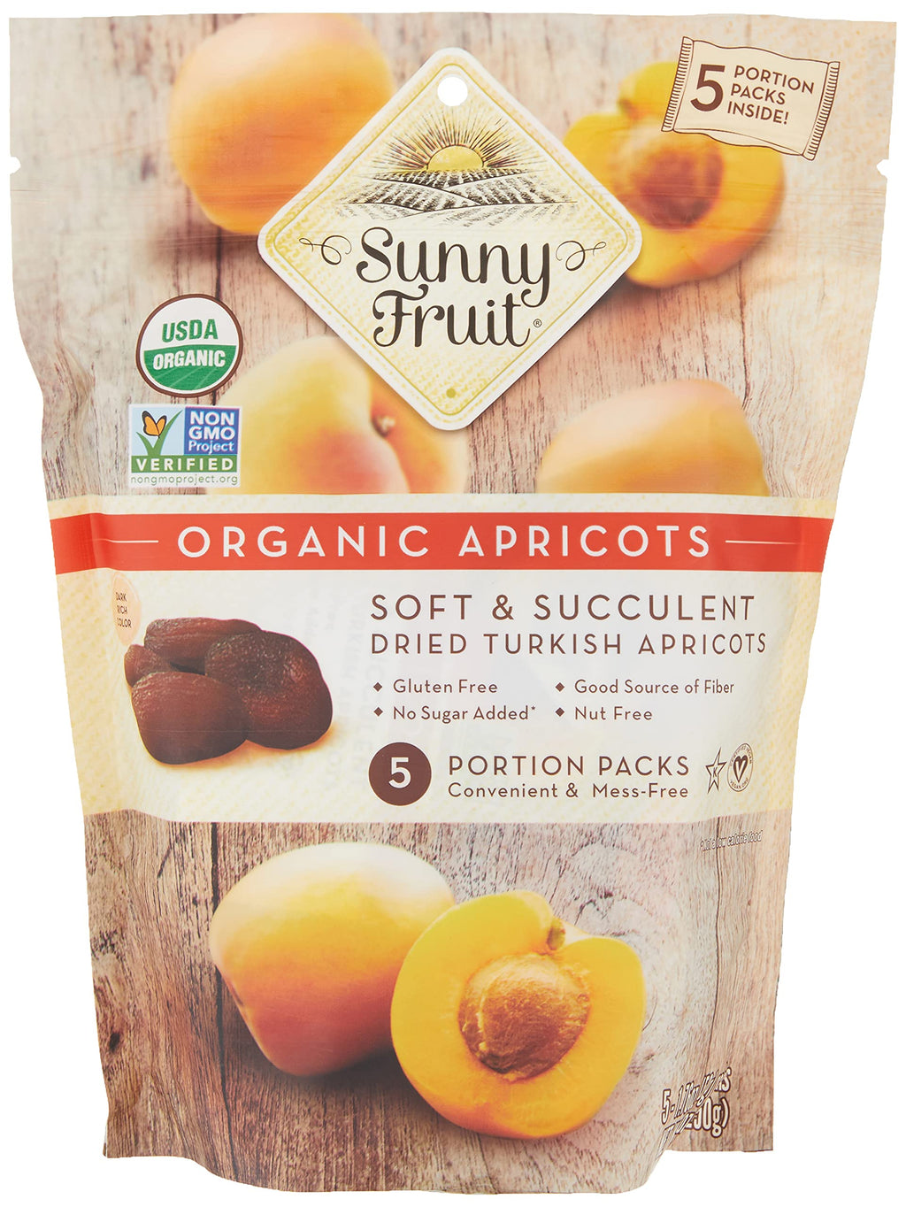 Sunny Fruit Organic Dried Apricots, Case of 6, 8.8 Ounce