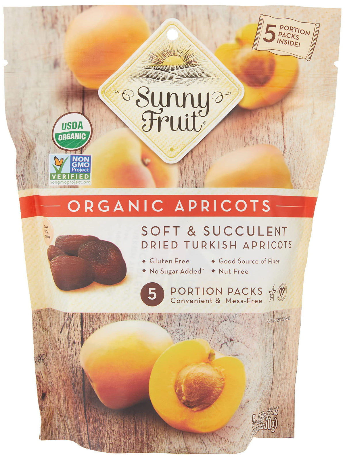 Sunny Fruit Organic Dried Apricots, Case of 6, 8.8 Ounce