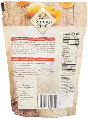 Sunny Fruit Organic Dried Apricots, Case of 6, 8.8 Ounce