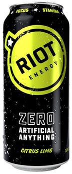 Riot Energy Citrus Lime Energy Drink, Case of 12, 16 Fluid Ounce Cans