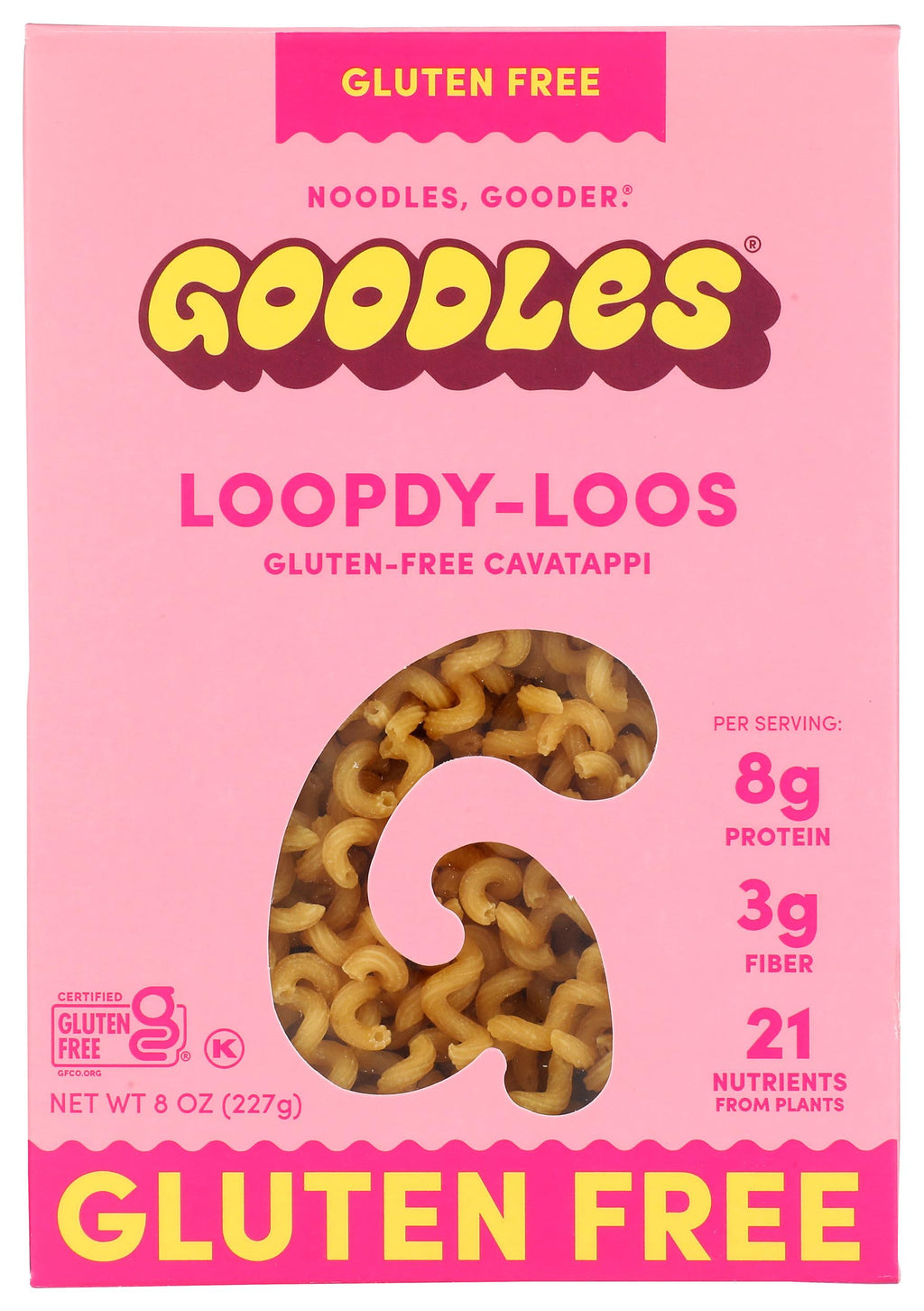 Goodles Loopdy-Loos Gluten-Free Dry Pasta, Case of 12, 8 Ounce