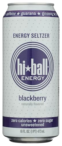 Hiball Blackberry Energy Seltzer Water, Case of 12, 16 Fluid Ounce