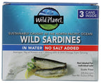 Wild Planet Wild Sardines in Water 3 Pack, Case of 12, 3 Count 4.4 oz Packs