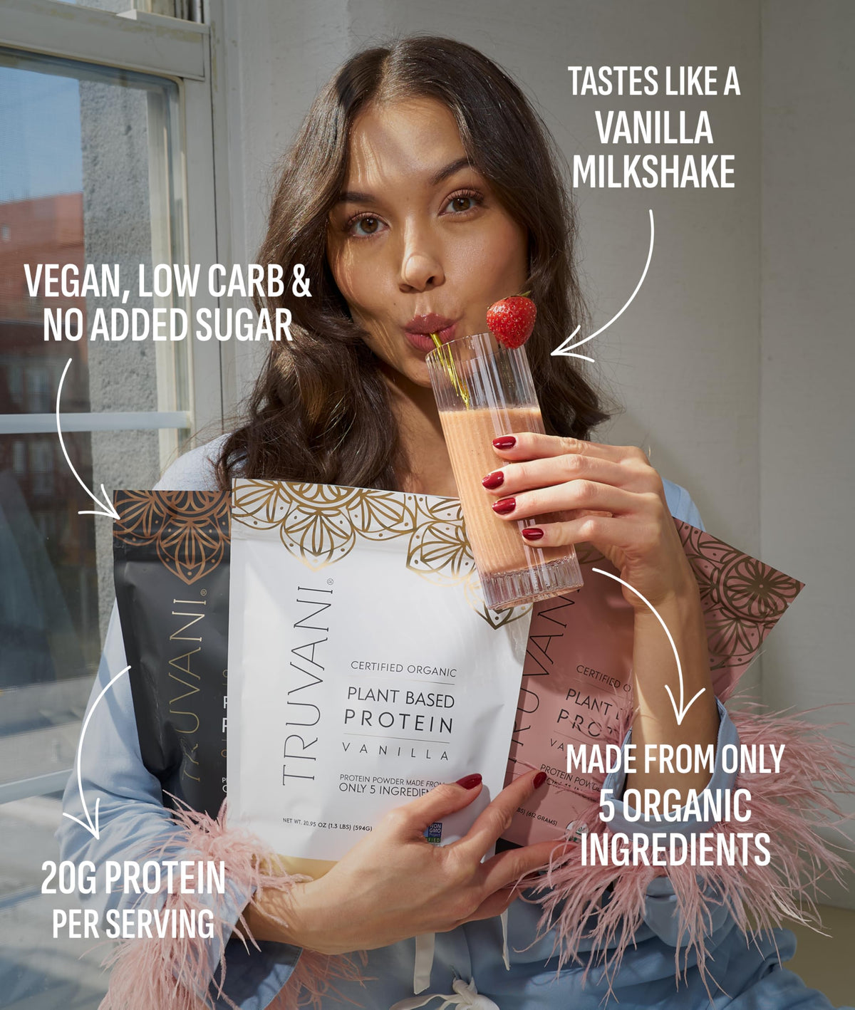Truvani Organic Vanilla Plant-Based Protein Powder, 20.95 Ounce