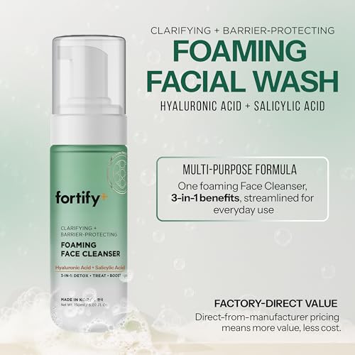 Fortify+ Clarifying Foaming Face Cleanser with Benzoyl Peroxide, 5.07 Fl Oz