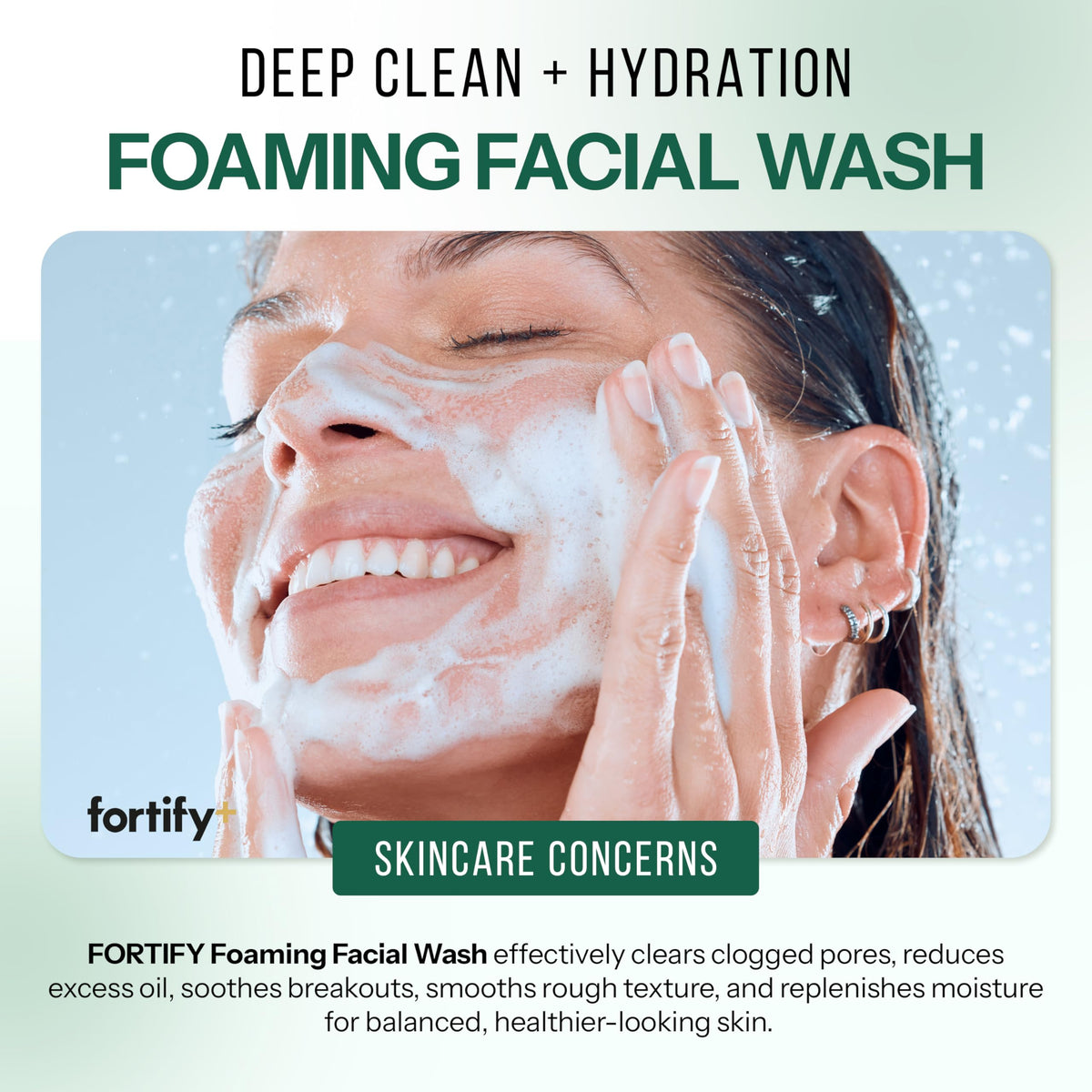 Fortify+ Clarifying Foaming Face Cleanser with Benzoyl Peroxide, 5.07 Fl Oz