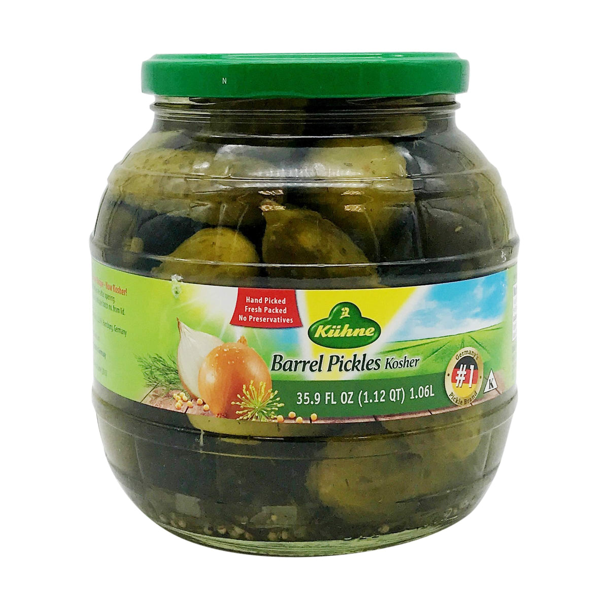 Kuhne Pickle Barrel Pickles, Case of 6, 35.9 Oz Jars