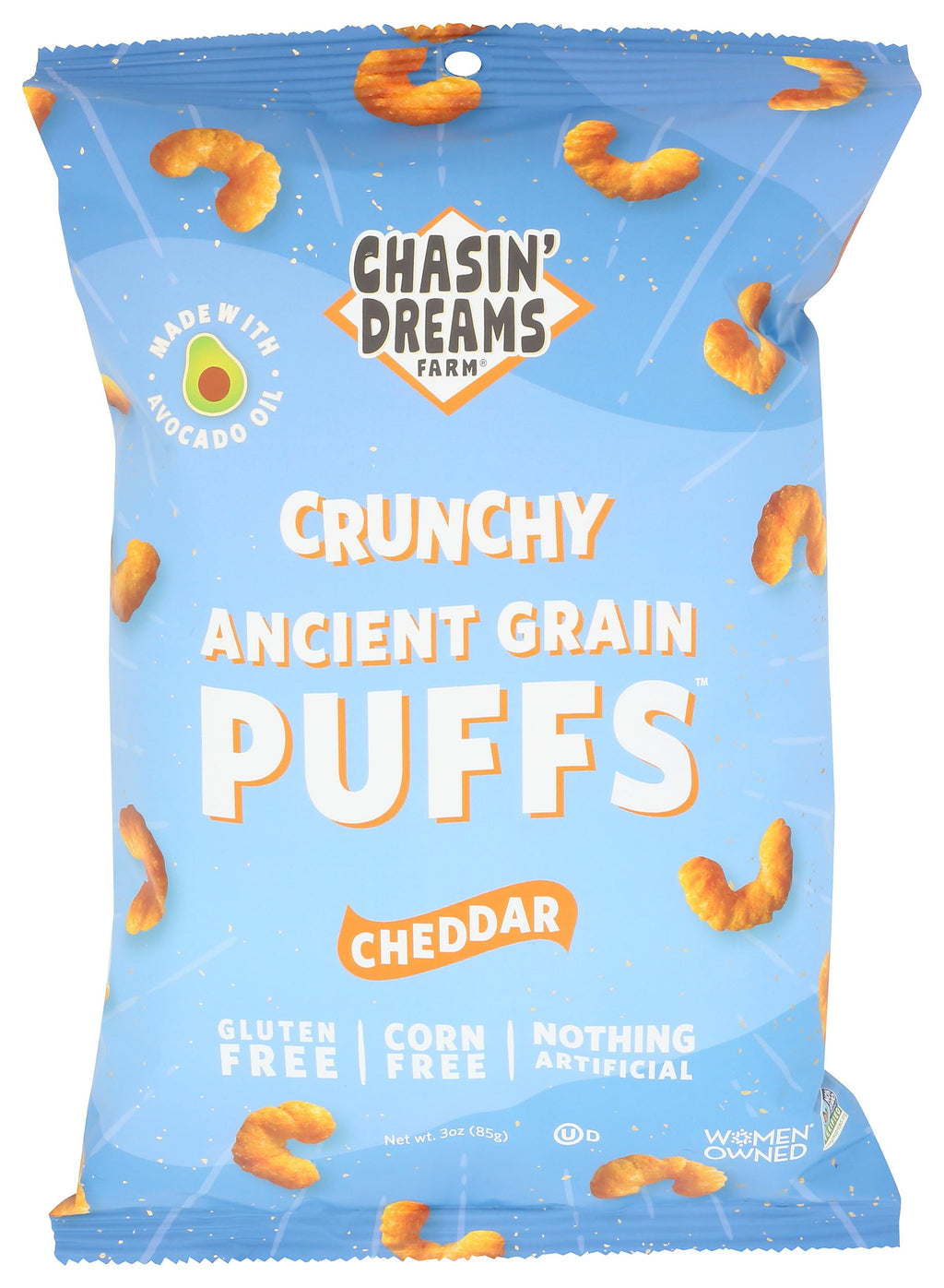 Chasin' Dreams Farm Cheddar Ancient Grain Puffs, Case of 6, 4 oz