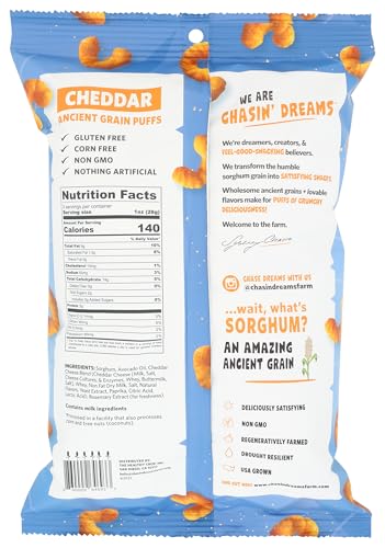 Chasin' Dreams Farm Cheddar Ancient Grain Puffs, Case of 6, 4 oz