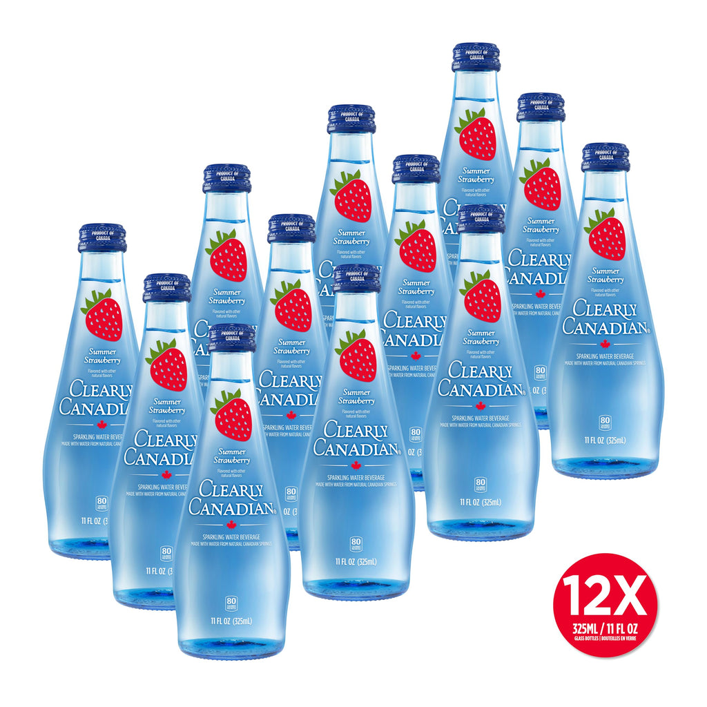 Clearly Canadian Summer Strawberry Sparkling Water, Case of 12, 11 fl oz