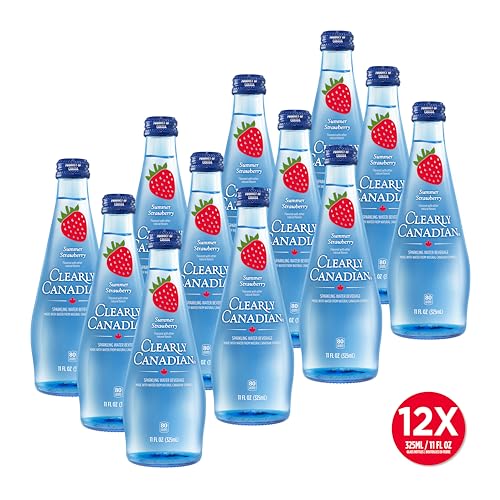 Clearly Canadian Summer Strawberry Sparkling Water, Case of 12, 11 fl oz