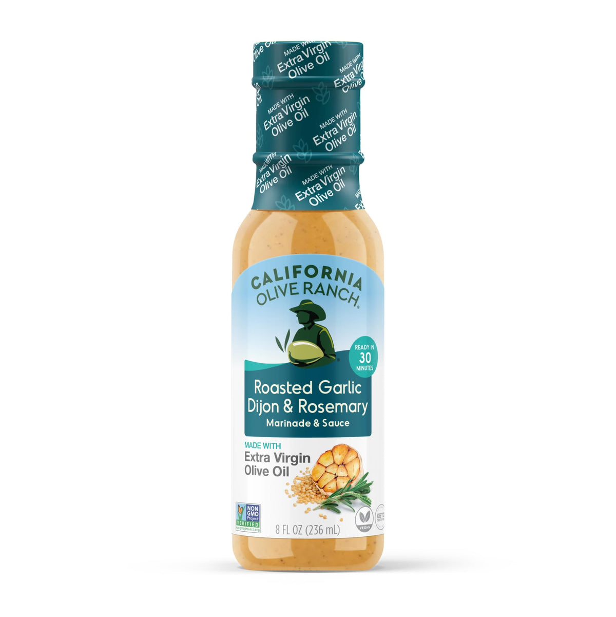 California Olive Ranch Roasted Garlic Dijon Marinade Sauce, 8 Fluid Ounce Bottles, Case of 6