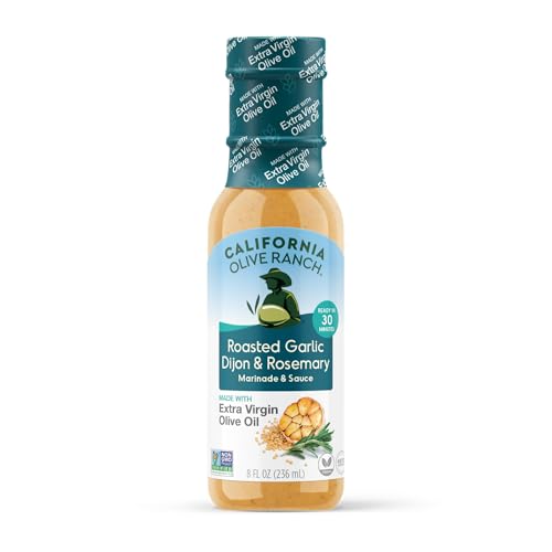 California Olive Ranch Roasted Garlic Dijon Marinade Sauce, 8 Fluid Ounce Bottles, Case of 6
